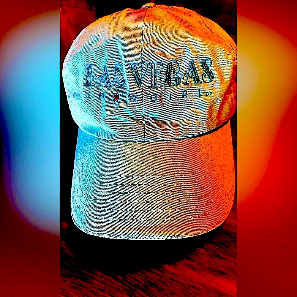 Vegas show girl hat, baseball hat. Blue canvas. One size fits all